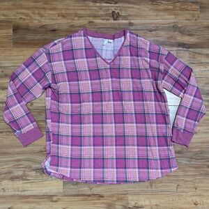 Cato Plaid V-Neck Pullover Long Sleeve‎ Knit Top Casual Comfy Size Large